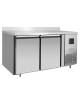 Tavolo refrigerato ventilato in acciaio inox con alzatina -  2 porte - 240 Lt. - temp. -2°+8°C - CLASSE B - mm 1360×600×950h