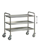 Carrello di servizio in acciaio inox trasporto pesante 3 piani - Portata totale Kg 200 - cm 92x67x98h