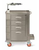 Carrello emergenza amagnetico, colore  giallo, 5 cassetti con ruote amagnetiche, senza sistema di blocco - cm 77,5x71x92h