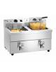 Friggitrice a induzione elettrica da banco con rubinetto di scarico - N° 2 Vasche pulite da Lt 8+8 - Monofase