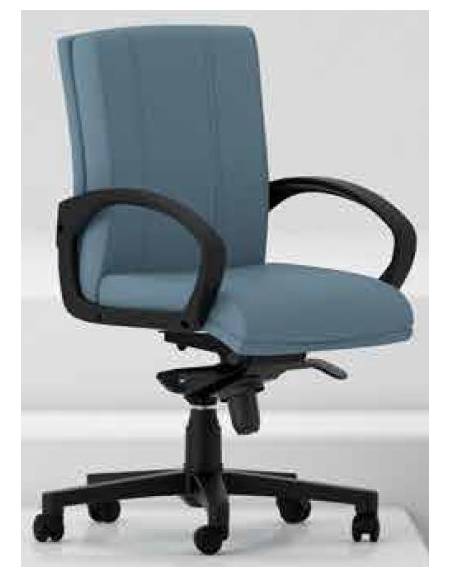 Poltrona semi-direzionale Braccioli e basi in nylon nero alzata a gas con movimento oscillante cm 65x76x91/100h