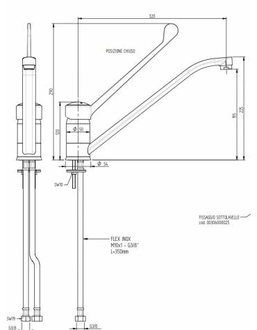 Rubinetto miscelatore con leva clinica in plastica nera - Lunghezza canna girevole 320 mm