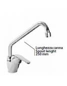 Rubinetto miscelatore monoforo con canna a "C" Ø mm 18, leva corta orizzontale - mm 250x295h