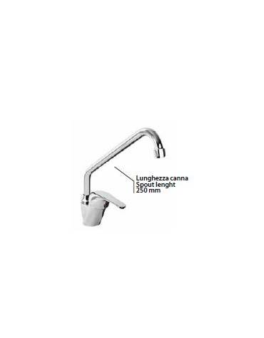 Rubinetto miscelatore monoforo con canna a "C" Ø mm 18, leva corta orizzontale - mm 250x295h