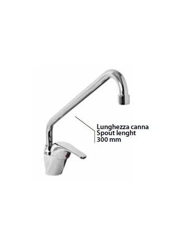 Monoforo miscelatore canna Ø mm 18 a "C", leva corta orizzontale - mm 300x260h