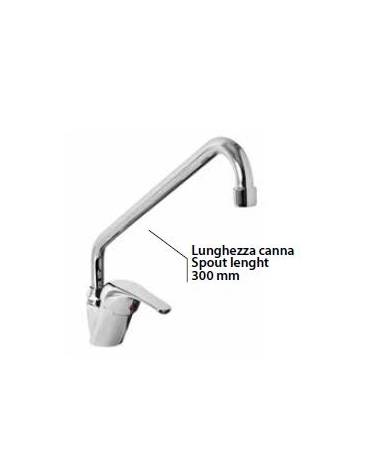 Rubinetto miscelatore monoforo con canna a "C" Ø mm 18, leva corta orizzontale - mm 300x330h