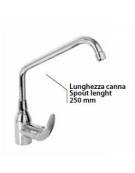 Rubinetto monoforo miscelatore con canna a "C" Ø mm 20, leva corta - mm 250x290h