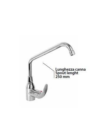 Rubinetto monoforo miscelatore con canna a "C" Ø mm 20, leva corta - mm 250x290h
