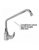 Rubinetto monoforo miscelatore con canna a "C" Ø mm 20, leva corta - mm 300x385h