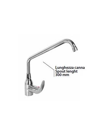 Rubinetto monoforo miscelatore con canna a "C" Ø mm 20, leva corta - mm 300x385h