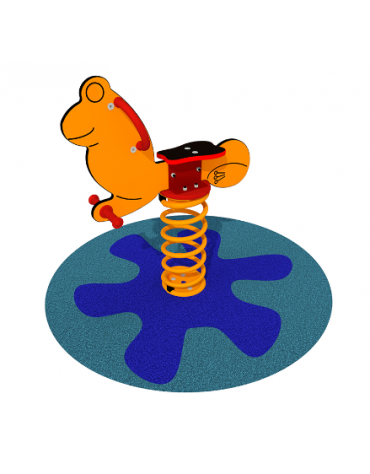 Gioco a molla monoposto Ranocchio - in legno - VERSIONE DA INTERRARE O FILO PAVIMENTO - cm 67x83x80h