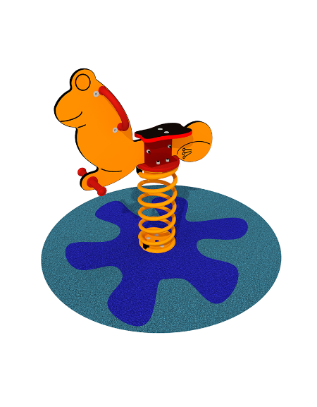 Gioco a molla monoposto Ranocchio - in legno - VERSIONE DA INTERRARE O FILO PAVIMENTO - cm 67x83x80h