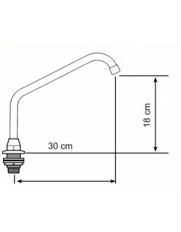 Bocca d'erogazione girevole - Lunghezza Canna tubo cm. 30 - Altezza cm 18