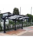 Pensilina monofacciale in acciaio zincato e verniciato, modulo base, copertura in policarbonato - cm 310x250x249h