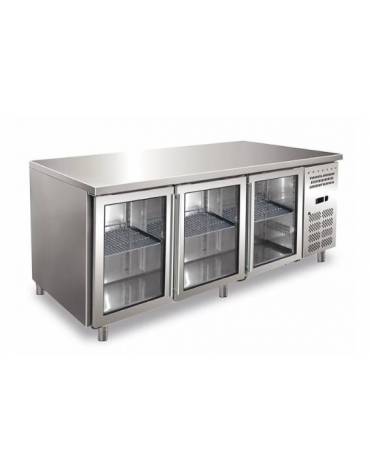 Tavolo refrigerato 3 Porte a vetro positivo cm 176x70x85h