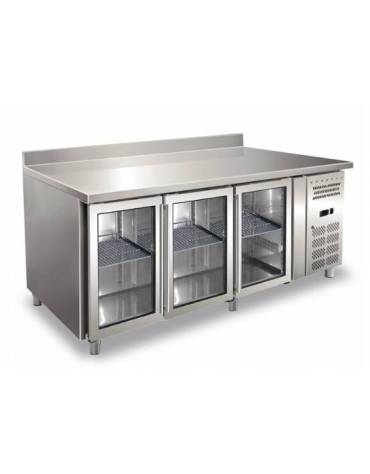 Tavolo refrigerato con alzatina 3 Porte a vetro cm. 176,5x70x85h