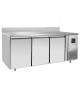 Tavolo Refrigerato ventilato Inox con alzatina 3 porte -CLASSE A TROPICALIZZATO -temp. -2° +8°C - teglie GN 1/1 -Cm 179,5×70x95h