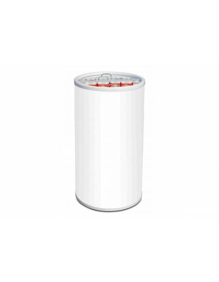 Frigo tondo a pozzetto per bevande  in lamiera di colore bianco - capacità 55 Lt - temp. +2°+8°C - diam. 442 mm x 865 mm (H)