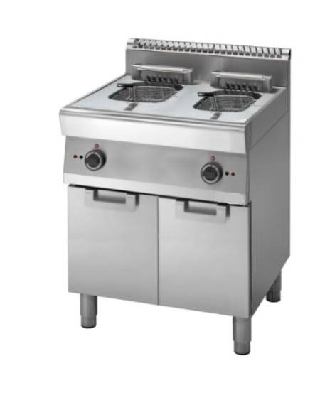 Friggitrice elettrica, 2 vasche capacità 10+10 lt. su armadio ch Friggitrice elettrica, 2 vasche capacità 10+10 lt. su armadio ch