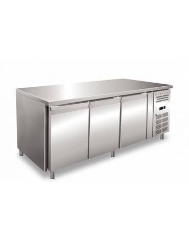Tavolo refrigerato per pasticceria inox AISI 304 ventilato  - 3 porte - capacità 580 Lt. - temp. -2° +8°C - mm 2020x800x860h