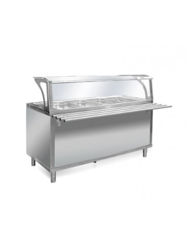 Elemento refrigerato per self service N° 2 Vasche GN 1/1 - Con parafiato e bancalina - Su piedi - cm 82x94x120h