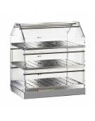 Vetrina neutra inox da banco a 3 piani, con 2 antine in plexiglass apribili - cm 50x35x50h