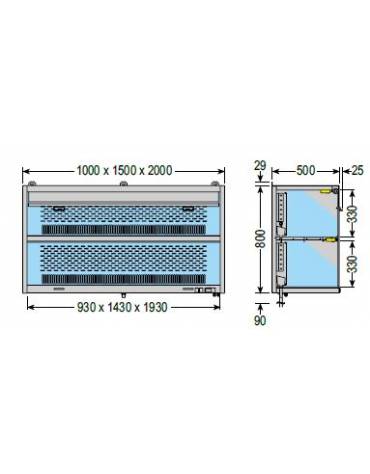 Espositore pensile refrigerato sospeso Temperatura +4 +8 °C Dim.mm L1000XP500XH800