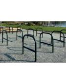 Barriera con piegatura a freddo di tubolare in acciaio mm Ø48 a forma di U rovesciato, con traverso, da inghisare - cm 100x100h