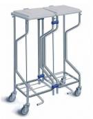 CARRELLO PORTABIANCHERIA SPORCA A DUE SACCHI IN ACCIAIO CROMATO CON APERTURA A PEDALE - CM 70x35x102h