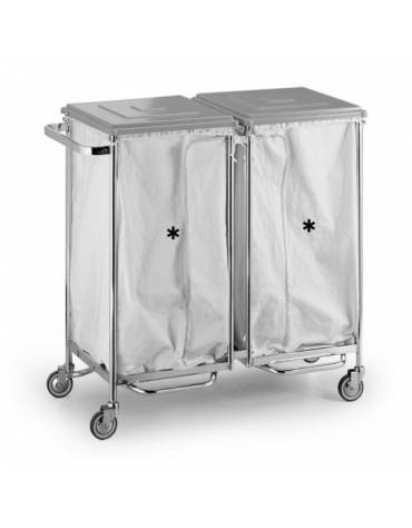 Carrello portasacco - N° 1 Sacco per biancheria e N° 1 Sacco per rifiuti cm 115x50x117h