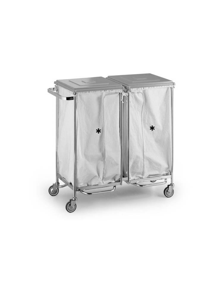 Carrello porta biancheria sporca a 2 sacchi con coperchi in ABS - SACCHI  ESCLUSI - cm 107x52x111h- Carrelli per biancheria sporc