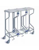 CARRELLO PORTABIANCHERIA SPORCA A TRE SACCHI IN ACCIAIO CROMATO CON APERTURA A PEDALE - CM 105x35x102h