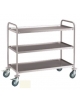 Carrello portavivande a 3 ripiani piatti in acciaio inox - 2 ruote con fermo freno - portata 120 kg - cm  128,5x69x93,5h