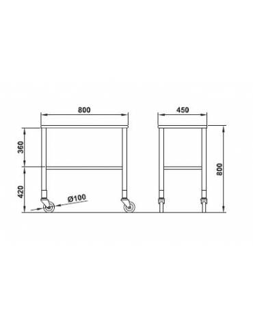 Carrello gueridon gambe tubo inox