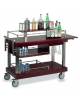 Carrello porta liquori - con struttura inox e 2 piani in legno massello con alzata e barriera di protezione - cm 117,1/136,6x59x