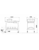 Carrello espositore per vini doppio in massello colore noce cm 86x55x100h