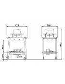 Carrello espositore per vini doppio in massello colore noce cm 106x55x100h