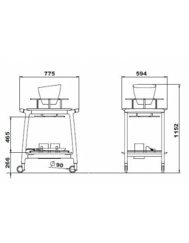 Carrello espositore per vini doppio in massello colore noce cm 106x55x100h