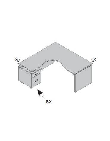 Scrivania Workstation a L per ufficio con classificatore - cm. 160/160x80/60x72h