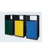 Cestone per la raccolta differenziata a 3 settori in acciaio zincato e verniciato - lineare - cm 48x48x99,8h cad.