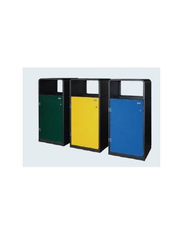 Cestone per la raccolta differenziata a 3 settori in acciaio zincato e verniciato - lineare - cm 48x48x99,8h cad.