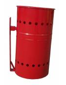 Cestino portarifiuti in acciaio zincato e verniciato, di forma cilindrica per il fissaggio al muro - cm 49x37