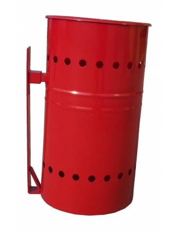 Cestino portarifiuti in acciaio zincato e verniciato, di forma cilindrica per il fissaggio al muro - cm 49x37