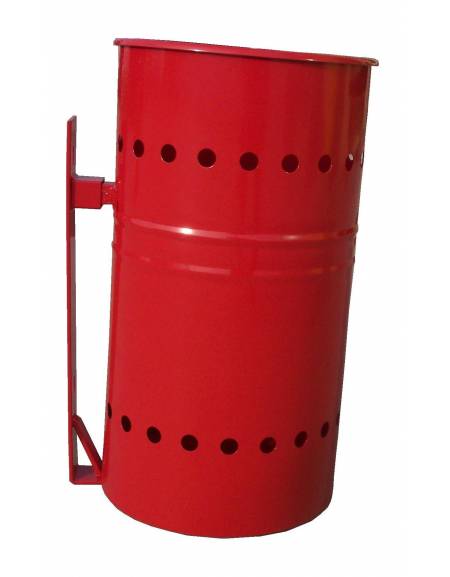 Cestino portarifiuti in acciaio zincato e verniciato, di forma cilindrica per il fissaggio al muro - cm 49x37