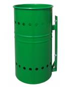 Cestino portarifiuti in acciaio zincato e verniciato, di forma cilindrica per il fissaggio al muro - cm 49x37