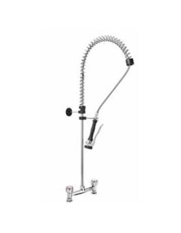 Gruppo doccia prelavaggio biforo a lavello con maniglie rotonde e doccetta Basic. Interasse fisso 203,20 mm