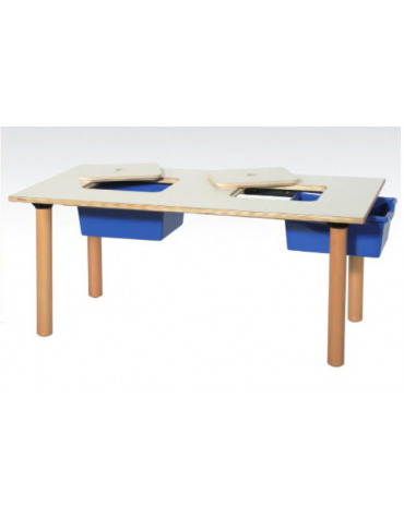 Tavolo gioco con portavaschette - piano in betulla - cm 130X65