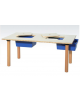 Tavolo gioco con portavaschette per scuola materna - piano in betulla - cm 130X65X52H