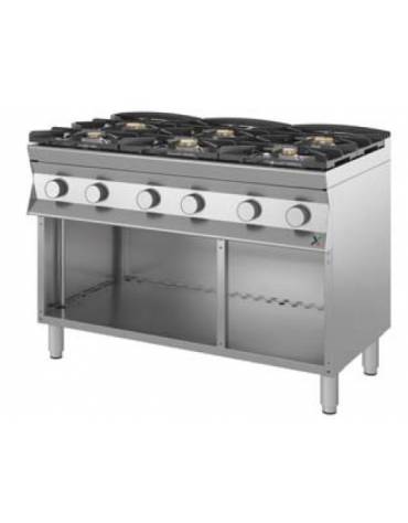 Cucina gas 6 fuochi su armadio aperto passante cm 80x90x85h