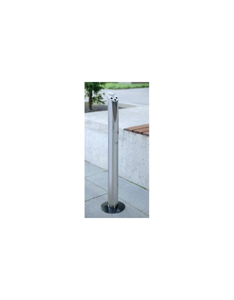 Posacenere in Cemento & Acciaio Inox, Forma Rotonda, Diametro 12.5 Cm,  Posacenere Chiuso per Ufficio, Posacenere con Base Antiscivolo per